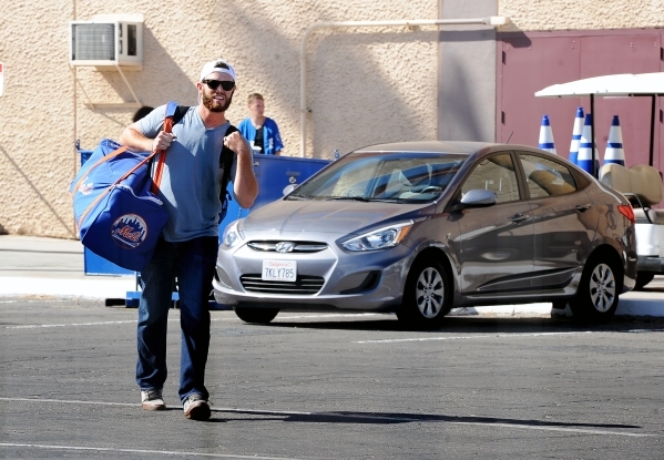 Las Vegas 51s pitcher Darin Gorski leaves Cashman Field after the final game of the season on Monday. (Josh Holmberg/Las Vegas Review-Journal)