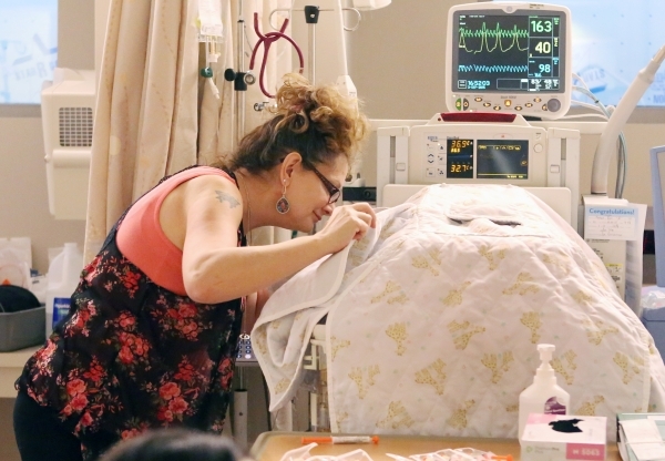 Toni Dafeldecker watches her premature grandson, Dougie, who was placed inside an incubator at Spring Valley Hospital on Thursday, Sep. 3, 2015. BIZUAYEHU TESFAYE/LAS VEGAS REVIEW-JOURNAL FOLLOW H ...