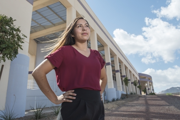 Brenda Romero poses at College of Southern Nevada Henderson campus Friday, Sept. 4, 2015. Romero is the newly appointed student body president for CSN and is undocumented. Jacob Kepler/Las Vegas R ...