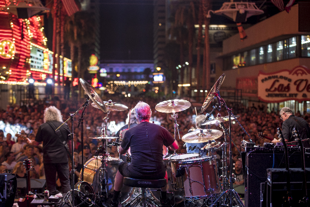 Kansas performs at the 3rd Street Stage on the Fremont Street Experience in Las Vegas on Sunday, Sept. 6, 2015. (Joshua Dahl/Las Vegas Review-Journal)