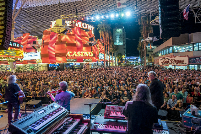 Kansas performs at the 3rd Street Stage on the Fremont Street Experience in Las Vegas on Sunday, Sept. 6, 2015. (Joshua Dahl/Las Vegas Review-Journal)