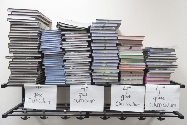 Fourth grade curriculum textbooks are shown in a classroom at Dr. C. Owen Roundy Elementary School in Las Vegas Wednesday, Sept. 9, 2015. (Jason Ogulnik/Las Vegas Review-Journal)