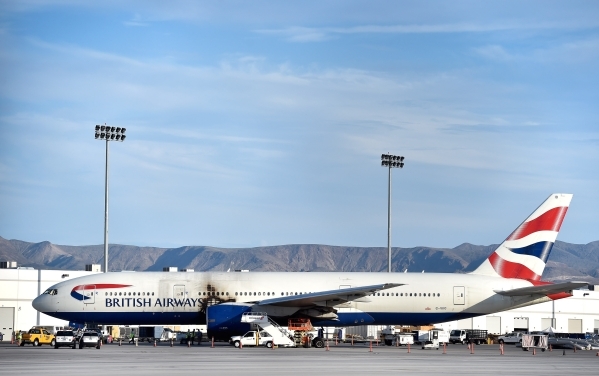 A Damaged British Airways Boeing 777 0 Is Parked At Mccarran International Airport On Wednesday Sept 9 15 In Las Vegas An Engine Caught Fire Before Takeoff Tuesday Forcing The Evacuation Las Vegas Review Journal