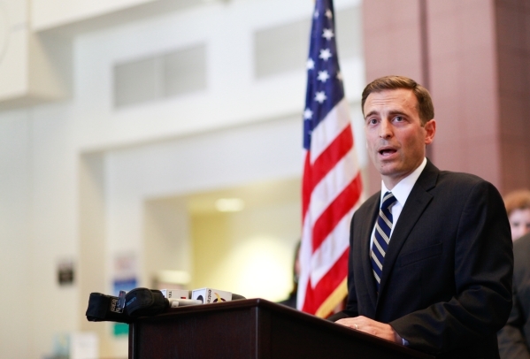 Nevada Attorney General Adam Laxalt announces funding for testing a three-decade backlog of rape kits, at the Sawyer Building in Las Vegas Thursday, Sept. 10, 2015. $5.6 million is being funded ...