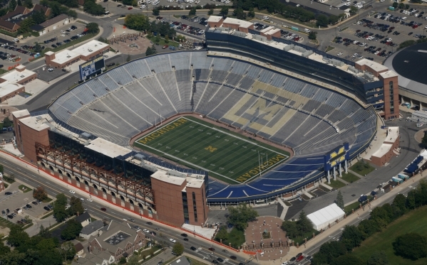 Michigan Stadium, home of the University of Michigan Wolverines football team and nicknamed "The Big House," is photographed in Ann Arbor, Michigan, September 14, 2009.  REUTERS/Molly Ri ...