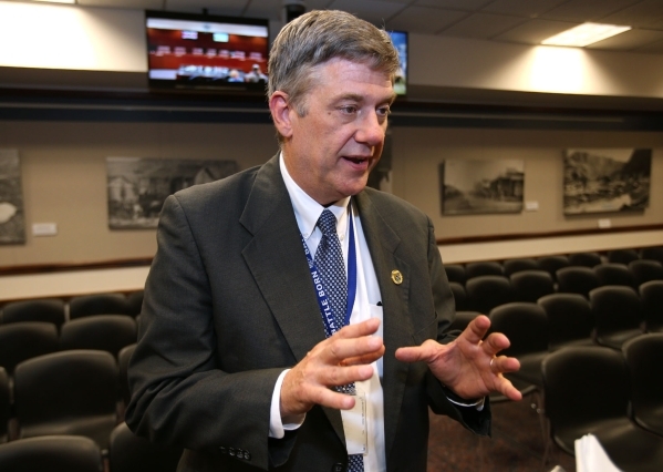 Nevada Department of Corrections Director Greg Cox answers questions following a hearing at the Legislative Building in Carson City on Thursday, May 7, 2015. (Cathleen Allison/Las Vegas Review-Jou ...