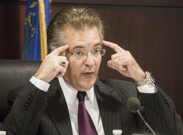 Nevada Gaming Commission chairman Tony Alamo Jr. speaks in his excitement skill-based game during a hearing at Sawyer Building on Thursday, Sept. 17,2015. JEFF SCHEID/LAS VEGAS REVIEW-JOURNAL Foll ...