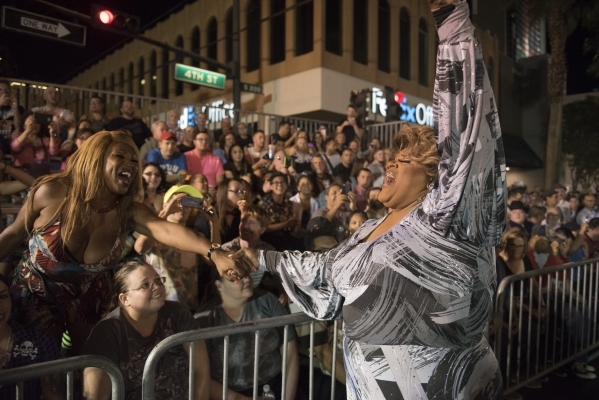 Michelle Holiday performs during the 17th Annual PRIDE Night Parade in downtown Las Vegas Friday, Sept. 18, 2015. Jason Ogulnik/Las Vegas Review-Journal