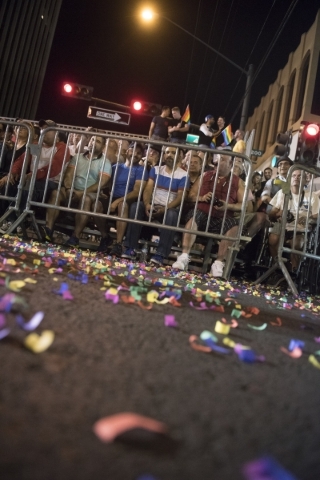 The audience is shown during the 17th Annual PRIDE Night Parade in downtown Las Vegas Friday, Sept. 18, 2015. Jason Ogulnik/Las Vegas Review-Journal