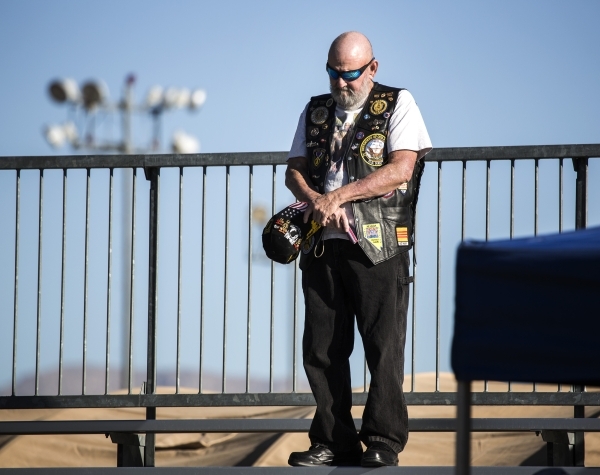 Vietnam War veteran Gary Mitchell stands  during  the National POW/MIA Recognition Day at Freedom Park at Nellis Air Force Base on Friday, Sept. 18,2015. JEFF SCHEID/LAS VEGAS REVIEW-JOURNAL Follo ...