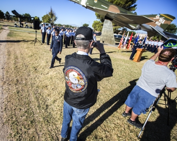 Veteran James Smales takes a photo during  National POW/MIA Recognition Day at Freedom Park at Nellis Air Force Base on Friday, Sept. 18,2015. JEFF SCHEID/LAS VEGAS REVIEW-JOURNAL Follow @jlscheid
