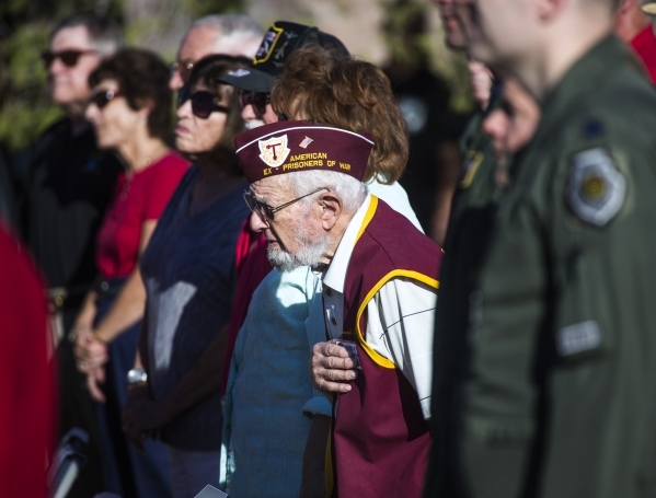 World War II veteran Vincent Shank,99, stands  during  the National POW/MIA Recognition Day at Freedom Park at Nellis Air Force Base on Friday, Sept. 18,2015. He was a POW from July 5, 1945 until  ...