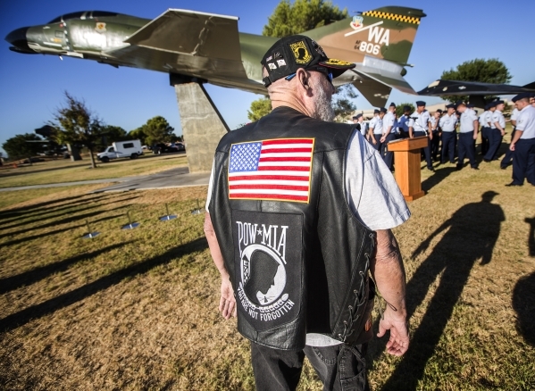 Vietnam War veteran Gary Mitchell stands near a F4C Phantom airplane during  the National POW/MIA Recognition Day at Freedom Park at Nellis Air Force Base on Friday, Sept. 18,2015. JEFF SCHEID/LAS ...