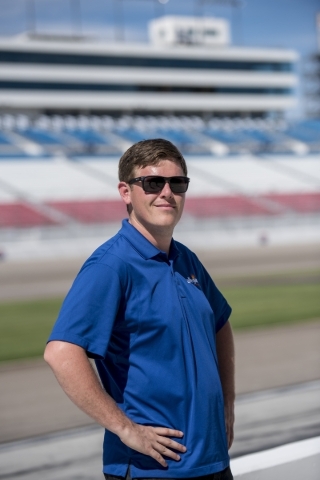 NASCAR Camping World Truck Series drive Spencer Gallagher poses for a photo in pit lane at the Las Vegas Motor Speedway in Las Vegas on Tuesday, Sept. 29, 2015. Joshua Dahl/Las Vegas Review-Journal