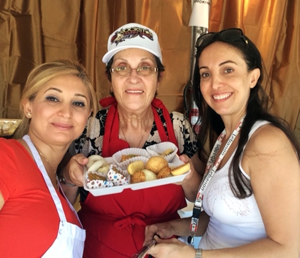 From left, Josie Smythe, Mimi Karam and Marlene Hayek display a plate of pastries available at last year‘s Lebanese American Festival at St. Sharbel Maronite Catholic Church, 10325 Rancho De ...