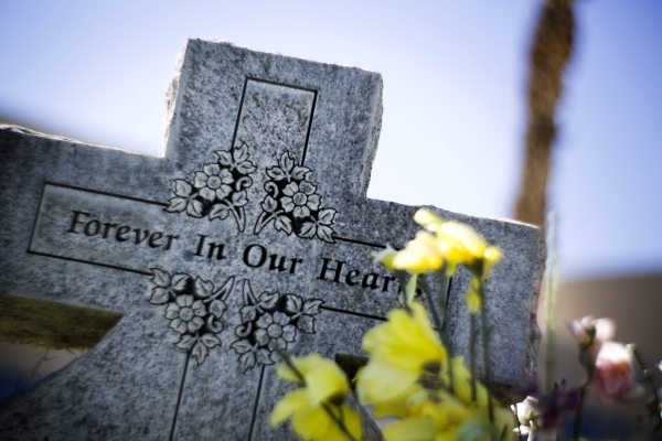 A tombstone is seen at Bunkers Eden Vale Cemetery at 925 Las Vegas Boulevard North on Friday, Oct. 2, 2015. Jeff Scheid/ Las Vegas Review-Journal Follow @jlscheid