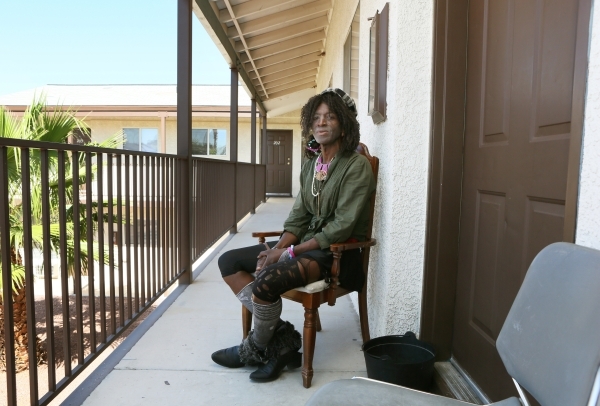 Michael Sumling poses outside his transition apartment at The Salvation Army Tuesday, Oct. 13, 2015, in Las Vegas. Sumling spent three months in a Safety Dorm on campus prior to getting his own ap ...