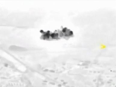 A frame grab taken from footage released by Russia‘s Defence Ministry October 2, 2015, shows smoke rising after airstrikes carried out by the Russian air force in Maarat al-Numan in Syria. ...
