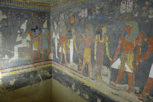 Inscriptions on a wall at the Horemheb tomb in the Valley of the Kings in Luxor, Egypt, Sept. 29, 2015. A British archaeologist has been given the go-ahead by Egyptian authorities to search Tutank ...