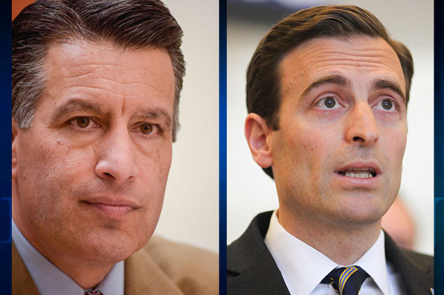 Gov. Brian Sandoval, left, and Nevada Attorney General Adam Laxalt