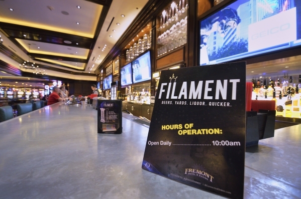 The Filament Bar is shown at the Fremont hotel-casino at 200 Fremont St. in Las Vegas on Monday, Nov. 2, 2015. Bill Hughes/Las Vegas Review-Journal