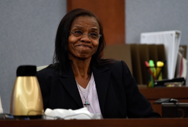 Jean Trimble, the older sister of murder victim Michael Bolden, gives her testimony during Ammar Harris‘s penalty hearing at the Regional Justice Center on Monday, Nov. 2, 2015, in Las Vegas ...