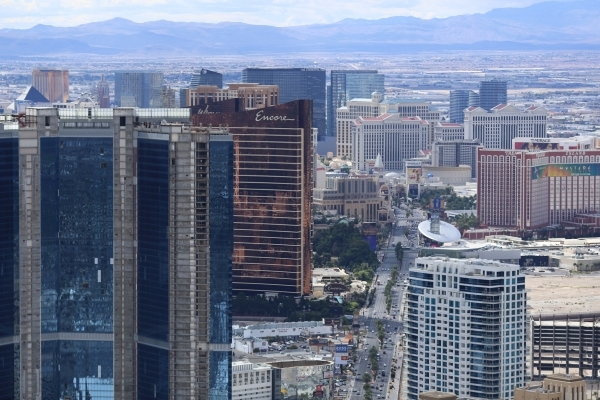 The Fontainebleau, left foreground, is seen with the Strip in the background from floor 108 of the Stratosphere on Thursday, Oct. 29, 2015, in Las Vegas. Brett Le Blanc/Las Vegas Review-Journal Fo ...