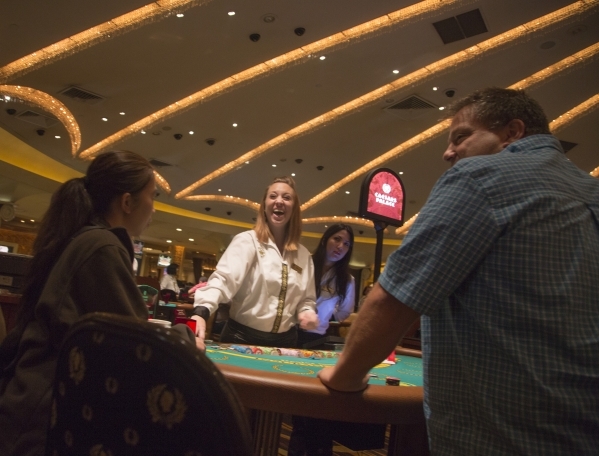 Britnee Deel deals cards at a $50 table at Caesars Palace, 3570 S. Las Vegas Boulevard on Monday, Nov. 9,2015 Jeff Scheid/ Las Vegas Review-Journal Follow @jlscheid