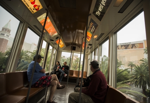 People ride the tram from Treasure Island to The Mirage  on Tuesday, Nov. 10, 2015.Jeff Scheid/ Las Vegas Review-Journal Follow @jlscheid