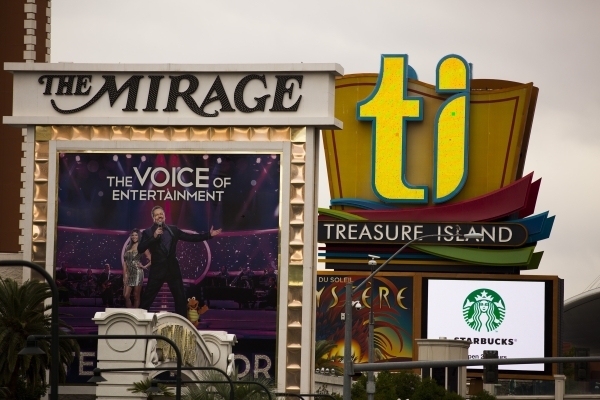 The Mirage and Treasure Island signs is seen  on Tuesday, Nov. 10, 2015.Jeff Scheid/ Las Vegas Review-Journal Follow @jlscheid