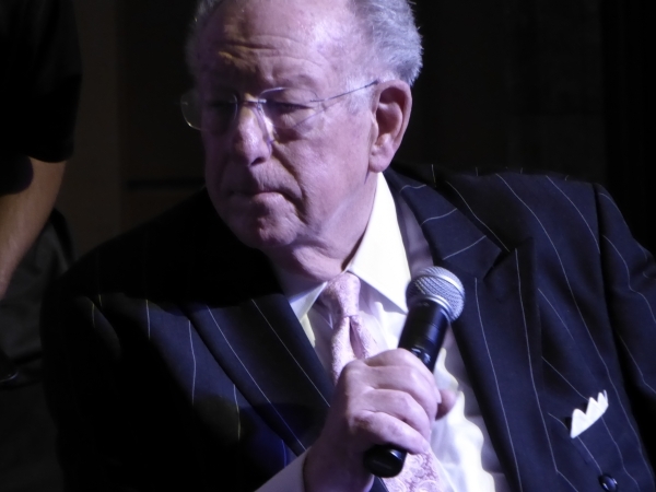 Former Las Vegas Mayor Oscar Goodman holds the microphone at the Mob Museum during a program focusing on the movie "Casino" on Saturday, Nov. 7, 2015. Jane Ann Morrison/Las Vegas Review- ...