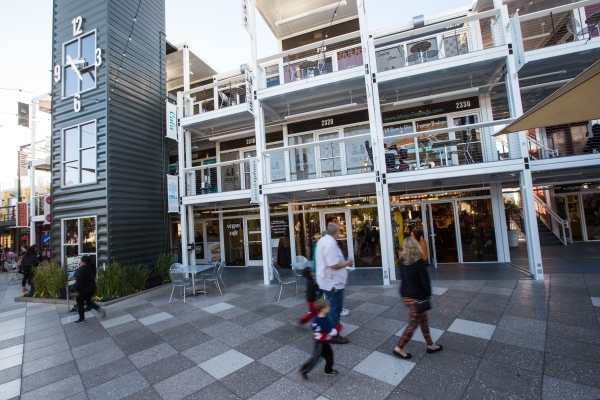 People walk on the ground level at the Container Park in downtown Las Vegas on Thursday, Nov. 12, 2015. Chase Stevens/Las Vegas Review-Journal Follow @csstevensphoto