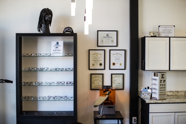 Items are shown at Monocle Optical, located on the third floor of the Container Park, downtown in Las Vegas on Thursday, Nov. 12, 2015. Chase Stevens/Las Vegas Review-Journal Follow @csstevensphoto