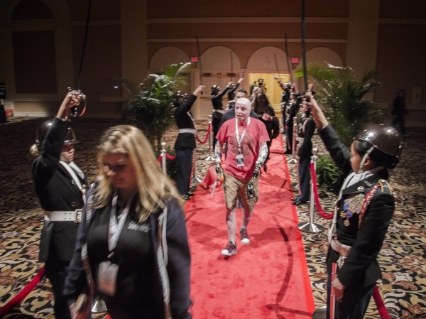 Guest  Mike Schlitz walks the red carpet  during the "Salute the Troops" event at the The Mirage on Friday, Nov. 13, 2015. MGM Resorts International is treating more than 70 wounded warr ...