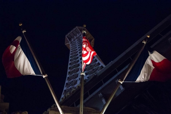 The lights of the Eiffel Tower at the Paris hotel-casino are dimmed on Friday Nov. 13, 2015, following the day‘s terrorist attack that left over 120 dead in Paris. Ricardo Torres/Las Vegas R ...