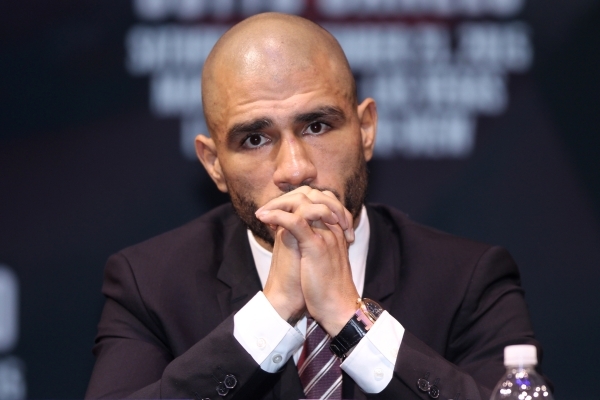 Miguel Cotto is seen during the final press conference before his fight against Saul "Canelo" Alvarez at Mandalay Bay casino-hotel in Las Vegas Wednesday, Nov. 18, 2015. Erik Verduzco/La ...