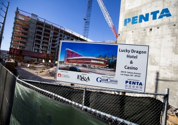 Construction is seen at Luck Dragon hotel/casino, at 300 West Sahara, on Monday, Nov. 16, 2015. The nine story 201-room is scheduled to open in the summer of 2016.Jeff Scheid/Las Vegas Review-Jour ...