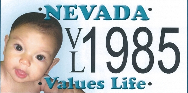 A license plate to show support for the right to life is shown in this proposed design. The plate is not yet available, and could draw legal challenges. Courtesy, Women‘s Resource Medical Ce ...
