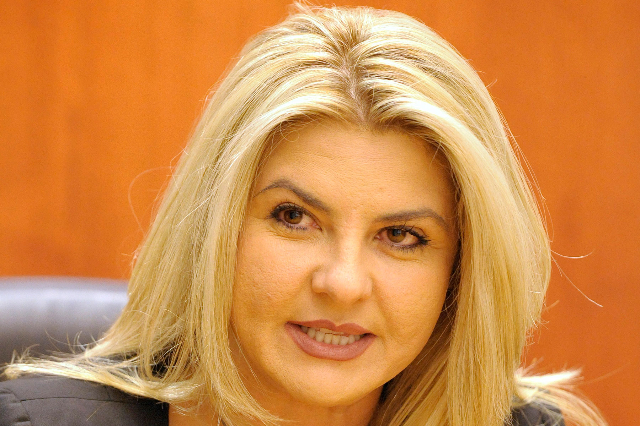 Michele Fiore speaks to the Las Vegas Review-Journal editorial board on Sept. 25, 2014. (Mark Damon/Las Vegas Review-Journal)