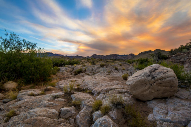 The sun sets in the desert of the Southwest valley of Las Vegas on Wednesday, June 24, 2015. (Joshua Dahl/Las Vegas Review-Journal)