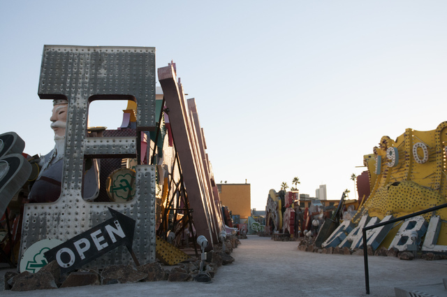 Signs are seen at the Neon Museum during a tour on Friday, Nov. 1, 2013, in Las Vegas. The museum is celebrating its one-year anniversary. (Erik Verduzco/Las Vegas Review-Journal)