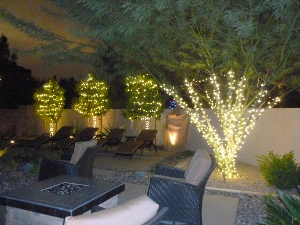 Las Vegas‘ temperate weather lends to outdoor gatherings, even in the winter months. Having lights in the backyard makes these gatherings more festive. COURTESY COURTNEY LIGHTS