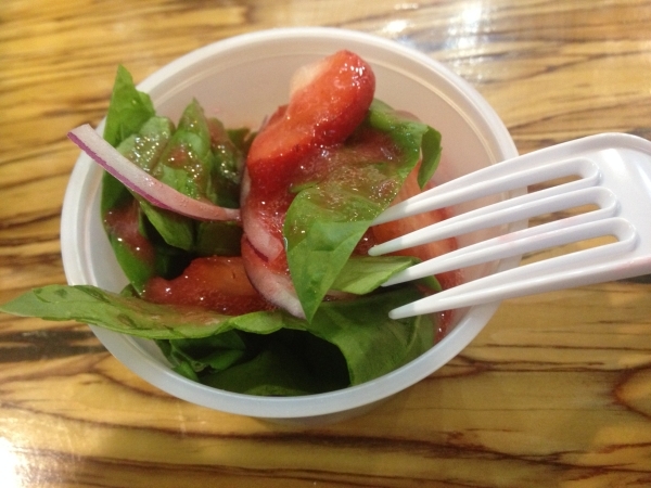 A sample of the strawberry salad is shown at Elevated Juice. Sandy Lopez/View