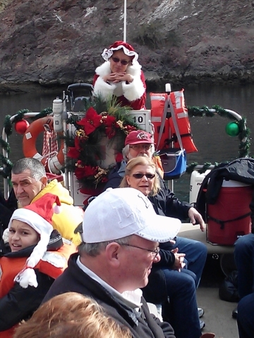 Mrs. Claus rafts the Colorado River. COURTESY.