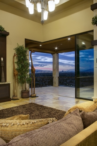The living room‘s balcony has a view of the Las Vegas Valley. COURTESY
