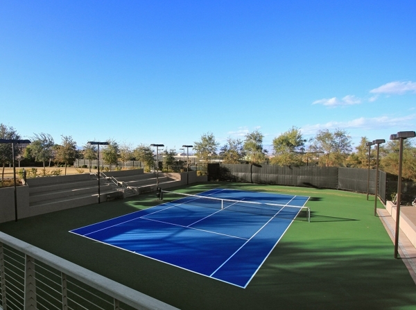 The Dragon Ridge Country Club fitness center has tennis courts.  COURTESY