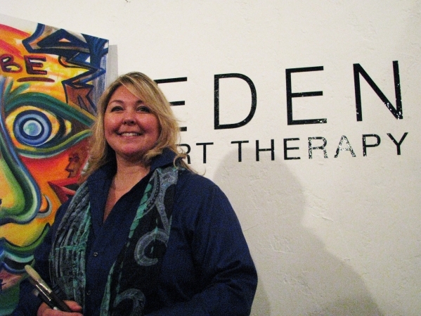 Eden Pastor stands in front of her space, Eden Art Therapy, in The Arts Factory, 107 E. Charleston Blvd. Pastor is one of just a handful of licensed art therapists in Southern Nevada. (F. Andrew T ...