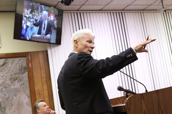 Bill Conger, chief of police administration for Boulder City, speaks during a Boulder City Council meeting at City Hall Tuesday, Feb. 25, 2014. K.M. Cannon/Las Vegas Review-Journal Follow @KMCanno ...