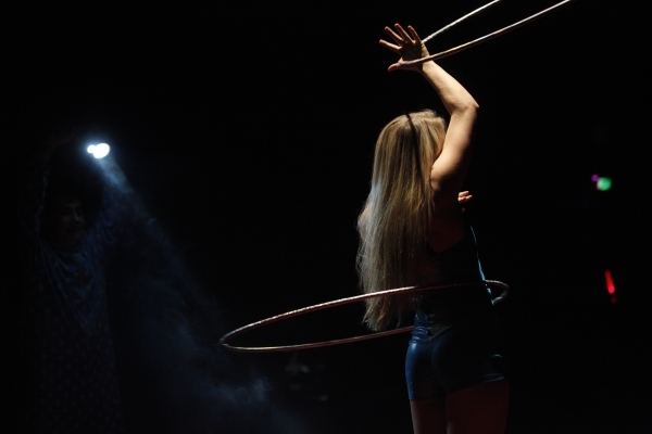 A performer hula hoops during the opening night for Circus Vargas at the Meadows Mall parking lot in Las Vegas Thursday, Dec. 11, 2015. Rachel Aston/Las Vegas Review-Journal Follow@rookie__rae