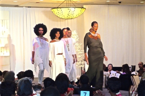 Crystal Ball was director of The Links fashion show and also one of its designers. Here she leads four models wearing So Crystal Designs. Diane Taylor/Special to View